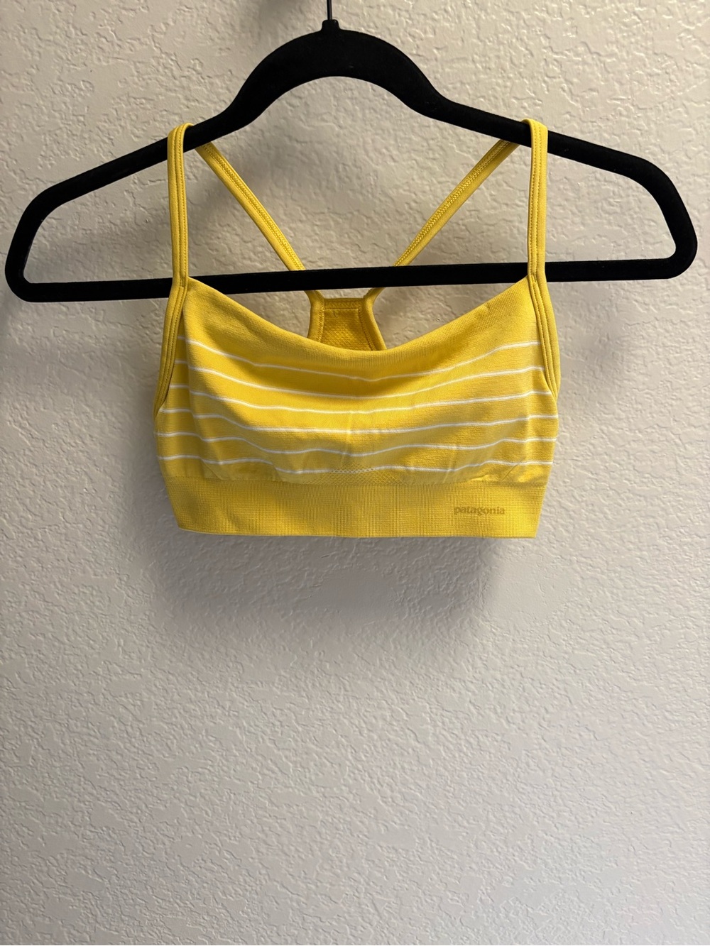 Patagonia Yellow and White Striped Lightweight Sports Bra